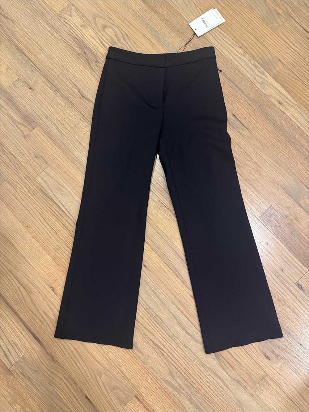 Theory Black Cropped Wide-Leg Pants